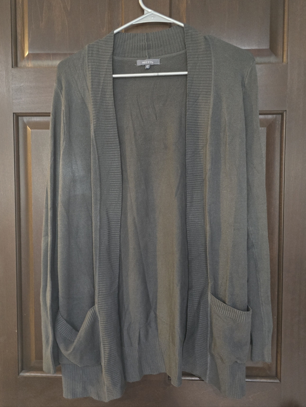 Becool Open-Front Women's Cardigan Gray Size 2XL